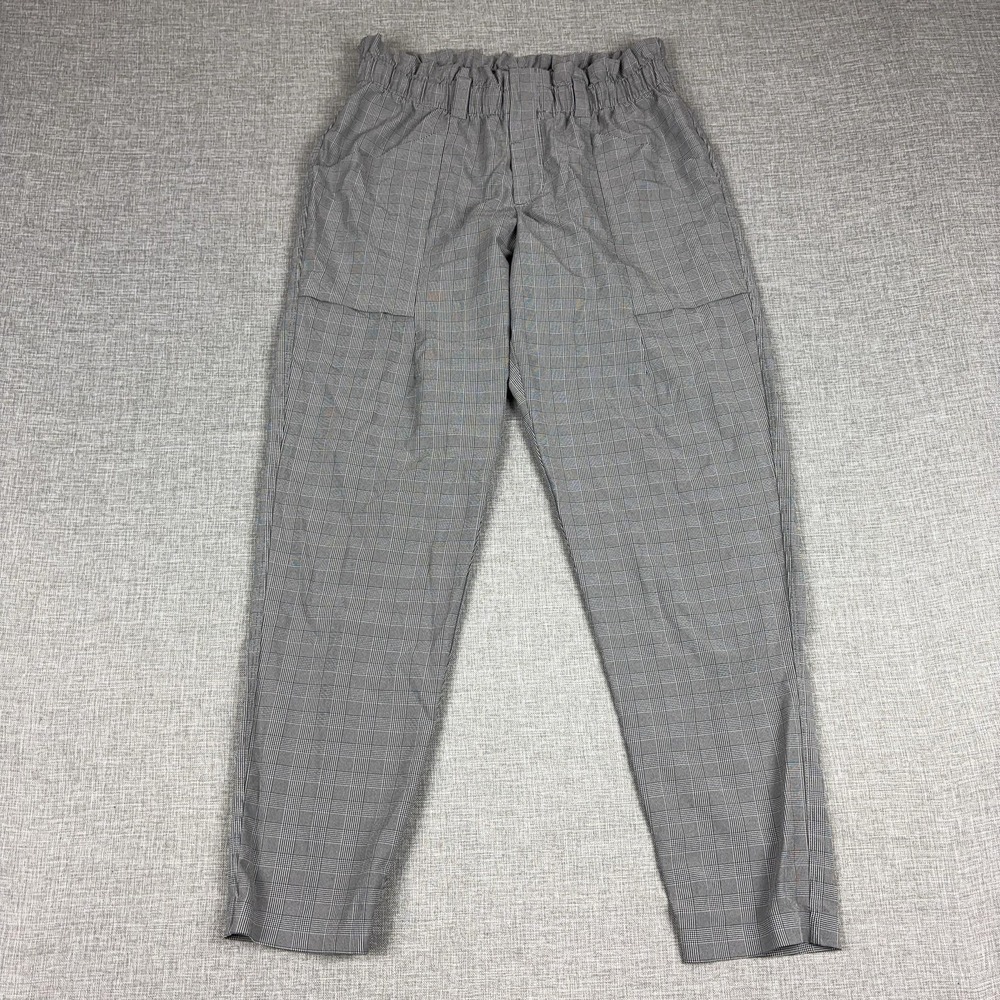 Athleta Pants Womens 2 Gray Plaid Skyline Jogger Woven Elastic Waist Travel